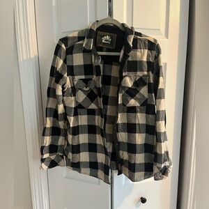 Women’s M Roots Black and Cream Plaid Shirt